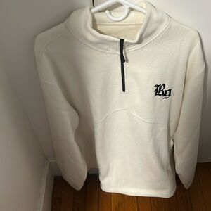 Half zipped off white color Sherpa sweater from Rawgear